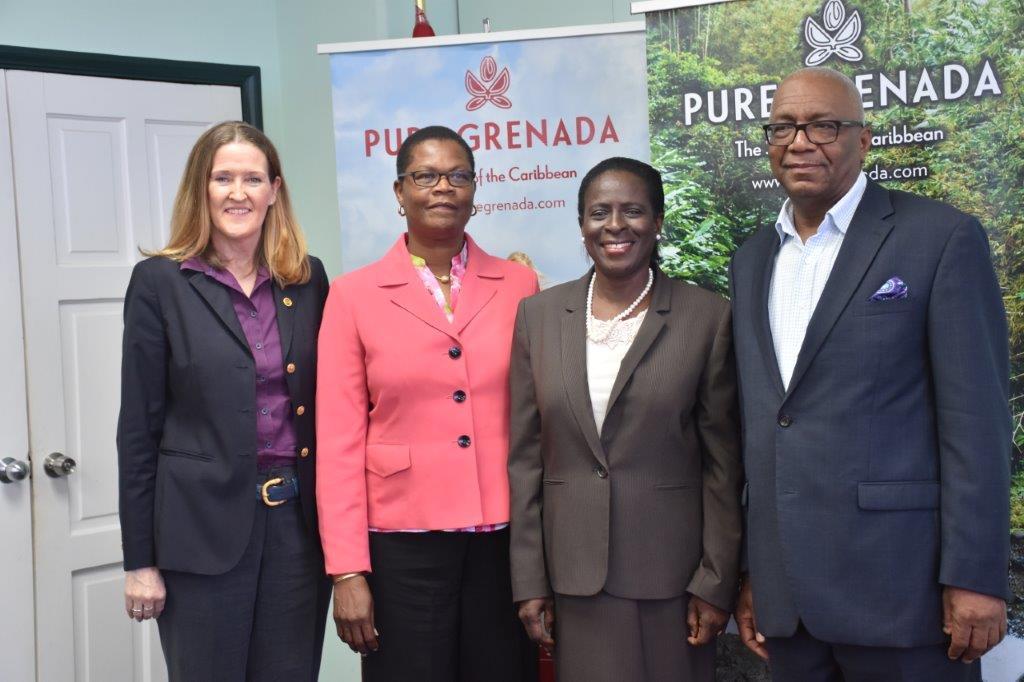 From left to right: Patricia Maher-CEO of the Grenada Tourism Authority, Sylma Brown Bramble- CTO Director USA, Hon. Clarice Modeste Curwen-Minister for Tourism and Civil Aviation, Rodney George-Chairman of the Grenada Tourism Authority