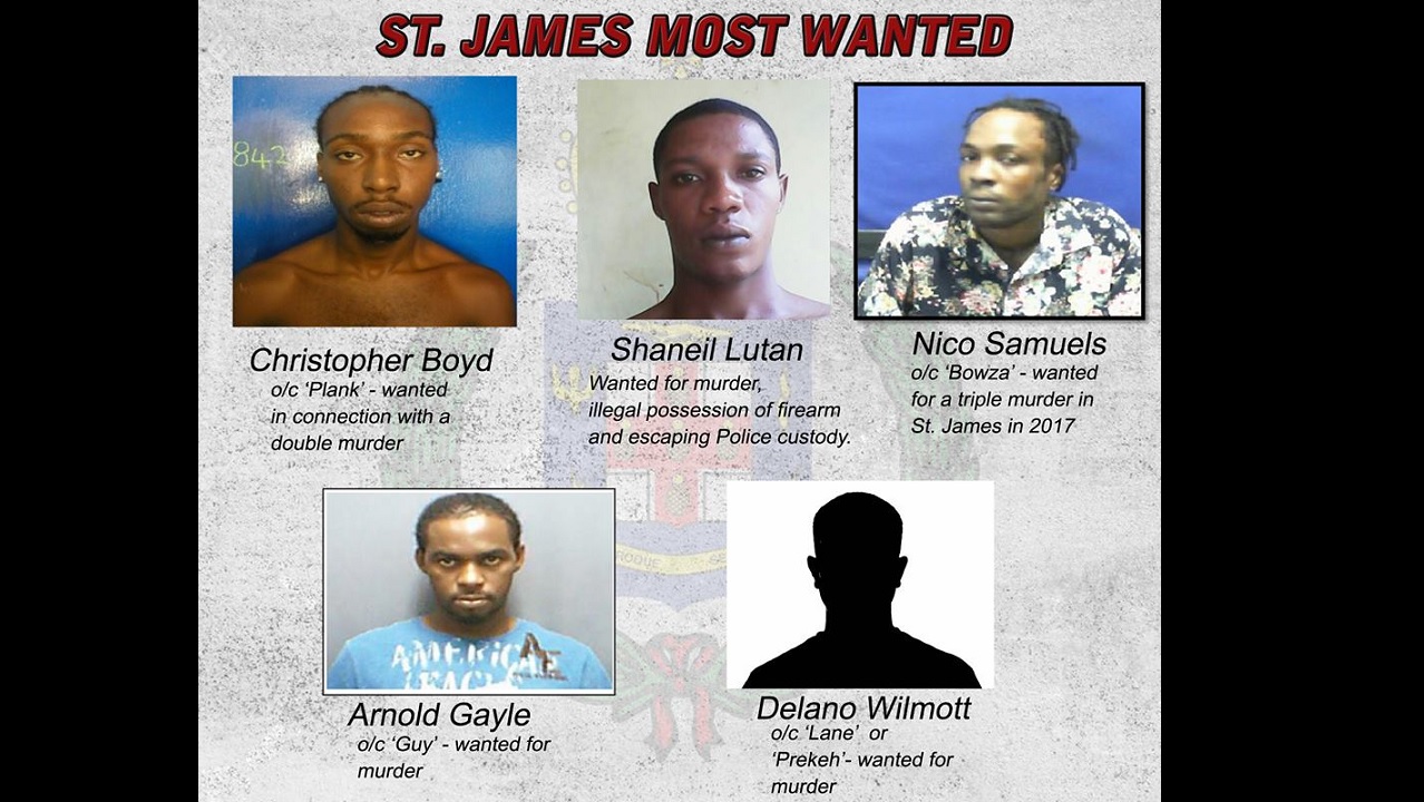 Police List Five Most Wanted In St James Loop News