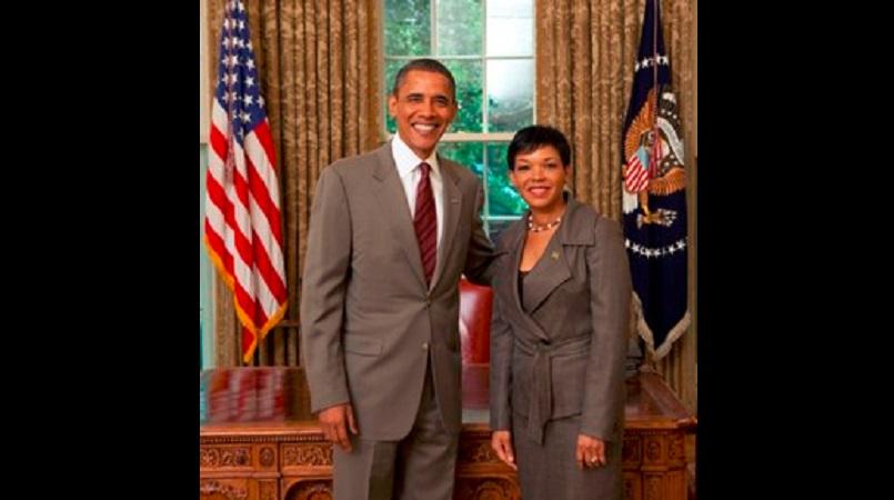 Jamaican Ambassador to the United States, Audrey Marks, pictured with former US President Barrack Obama (File photo)