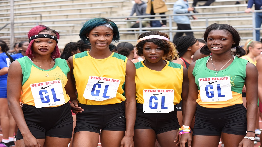 Hydel leads all qualifiers for High School Girls Championship of America  4x100m final; Edwin Allen, St.