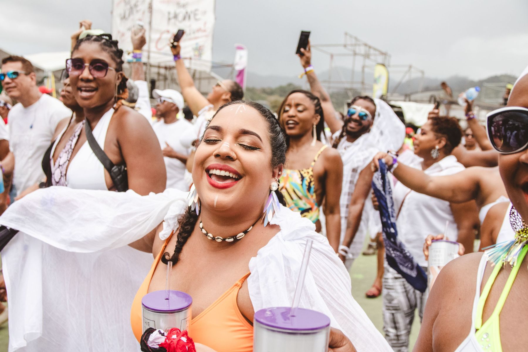 Pictured: Traditional mas at the Savannah on Carnival Monday