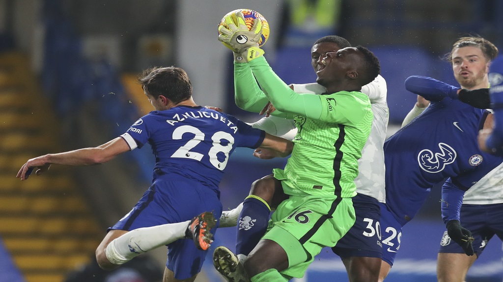 Goalkeeper Edouard Mendy in action for Chelsea in the English Premier League.