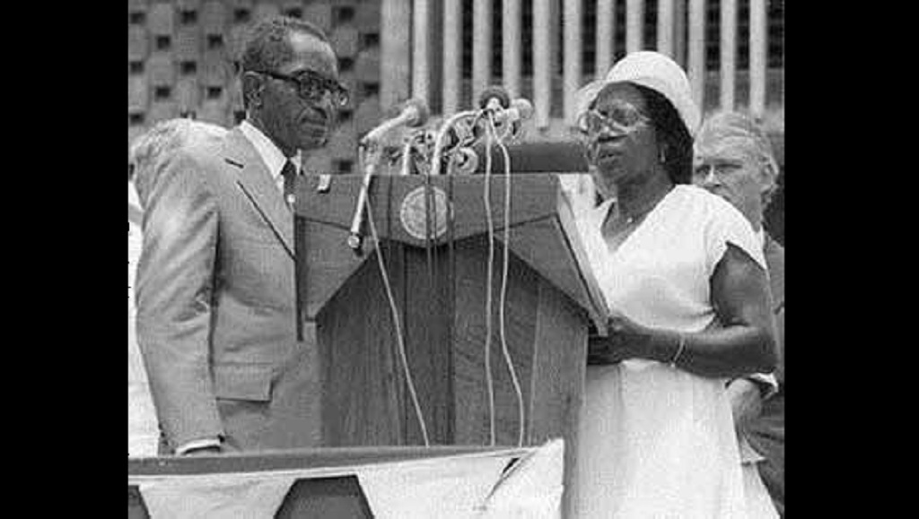At right: Dame Dr Elmira Minita Gordon GCMG, GCVO, the first Governor-General of Belize. Photo credit: Caribbean Elections