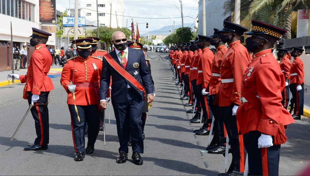 Governor General Sir Patrick Allen arrives at a ceremonial opening of parliament. (File photo)