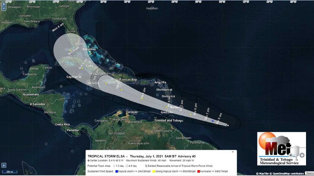 Update Tropical Storm Elsa Moving Swiftly Loop Trinidad Tobago