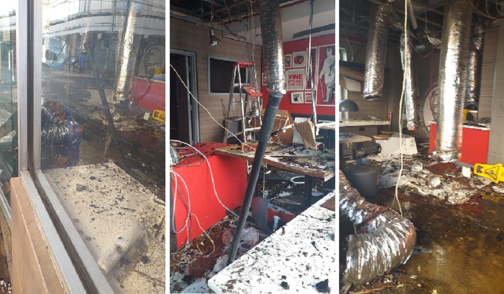 KFC位于夏洛特和杜克街道的火灾。照片提供社交媒体。