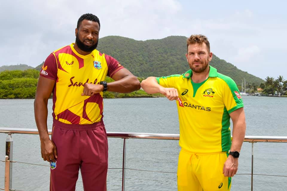 澳大利亚队队长亚伦·芬奇(右)因伤缺席了对西印度群岛的第一场ODI比赛。他的对手Kieron Pollard(左)因为伤病错过了整个T20I系列赛。(图片来源- CWI传媒)