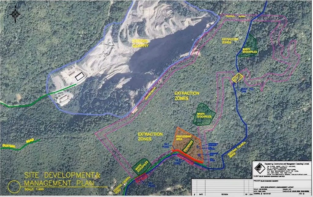 A site development plan for a proposed quarry within the Maracas Valley area in the Northern Range. Photo: Blue Diamond Quarries Environmental Impact Assessment 