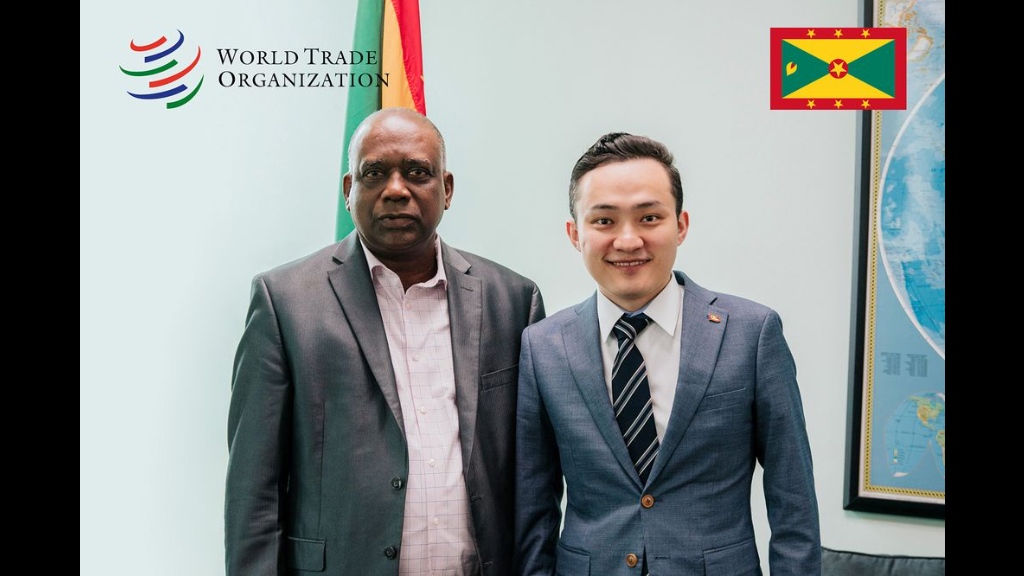 Minister of Foreign Affairs Oliver Joseph with Justin Sun, for his appointment as Ambassador, Permanent Representative of Grenada to the World Trade Organisation. Photo: World Trade Organisation 