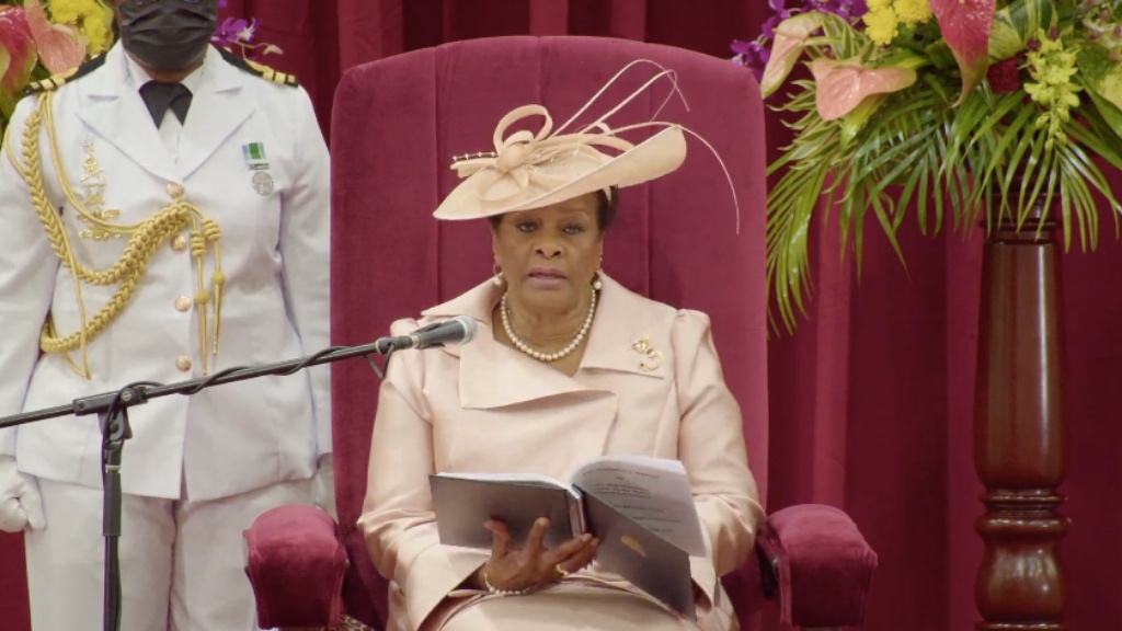 President of Barbados, Her Excellency the Most Honourable Dame Sandra Mason speaking at the opening of Parliament on Friday, February 4. 