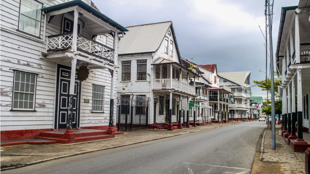 Street with old colonial buildings in Paramaribo, capital of Suriname. Photo: iStock


