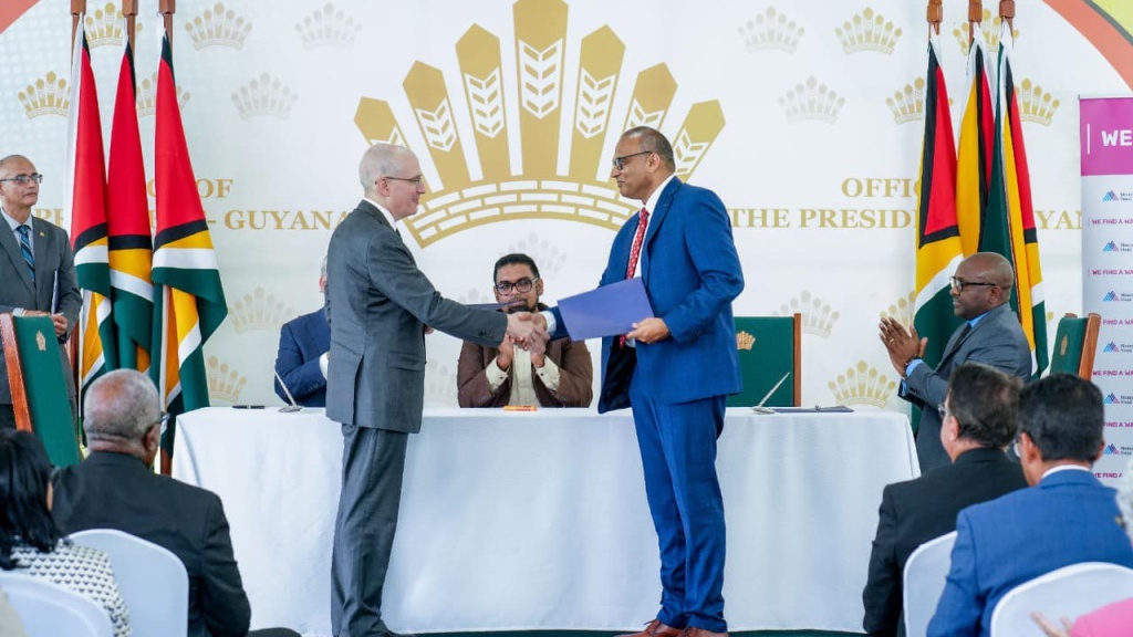 Dr Jeremy Boal, Chief Clinical Officer of the Mount Sinai Health System and Guyanese Health Minister Dr Frank Anthony. Photo: Office of the President.