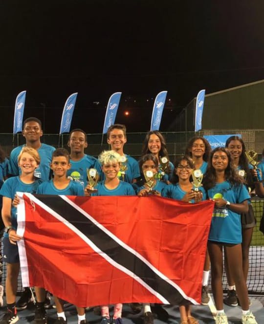 Trinidad and Tobago's tennis players at the Sagicor Youth International Tennis Tournament in St Lucia. (Photo credit - SporTT)