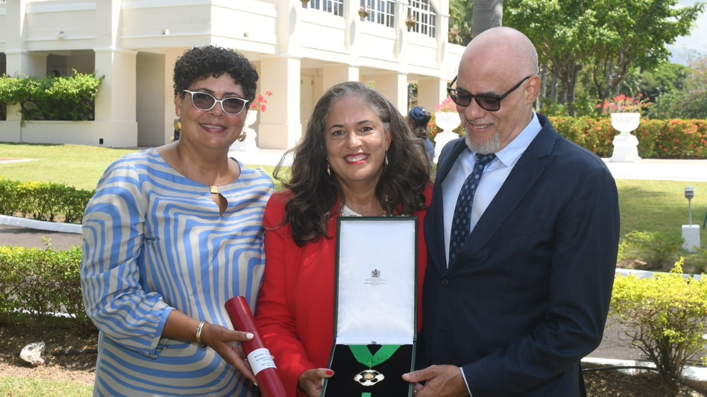 Children of the late JMMB Co-founder Joan Duncan (from left) Patricia Duncan Sutherland, Donna Duncan Scott and Ketih Duncan, all of whom are executives at the financial conglomerate. 