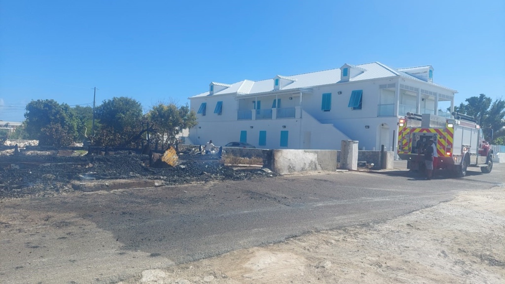 The aftermath of yesterday's fire in Grand Turk. Photo by the Royal Turks and Caicos Islands Police Force.