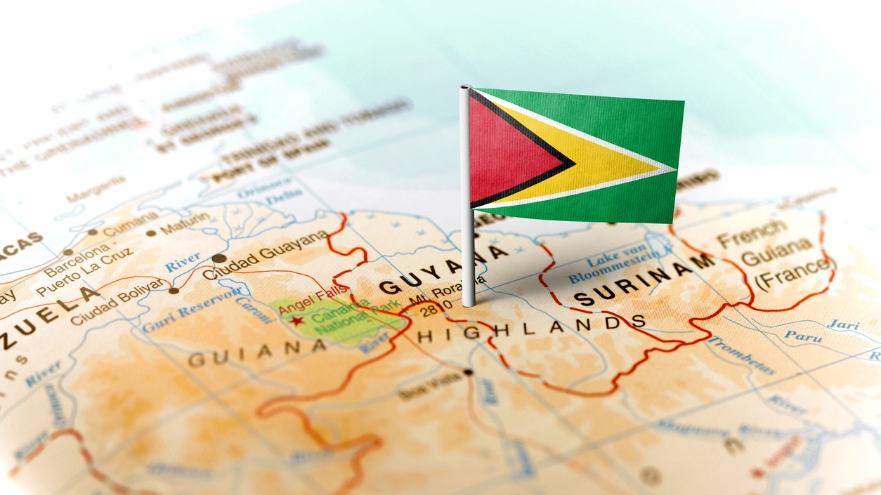 Guyana pinned on map (Photo credit: iStock)