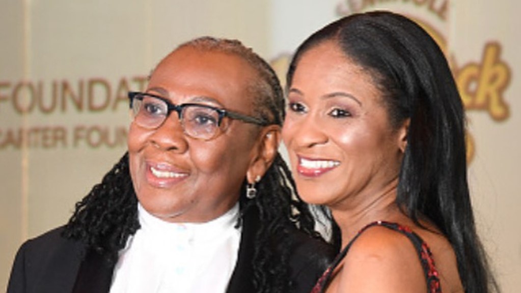 Gloria Carter with Roxanne Wiltshire. The women tied the knot on Sunday.