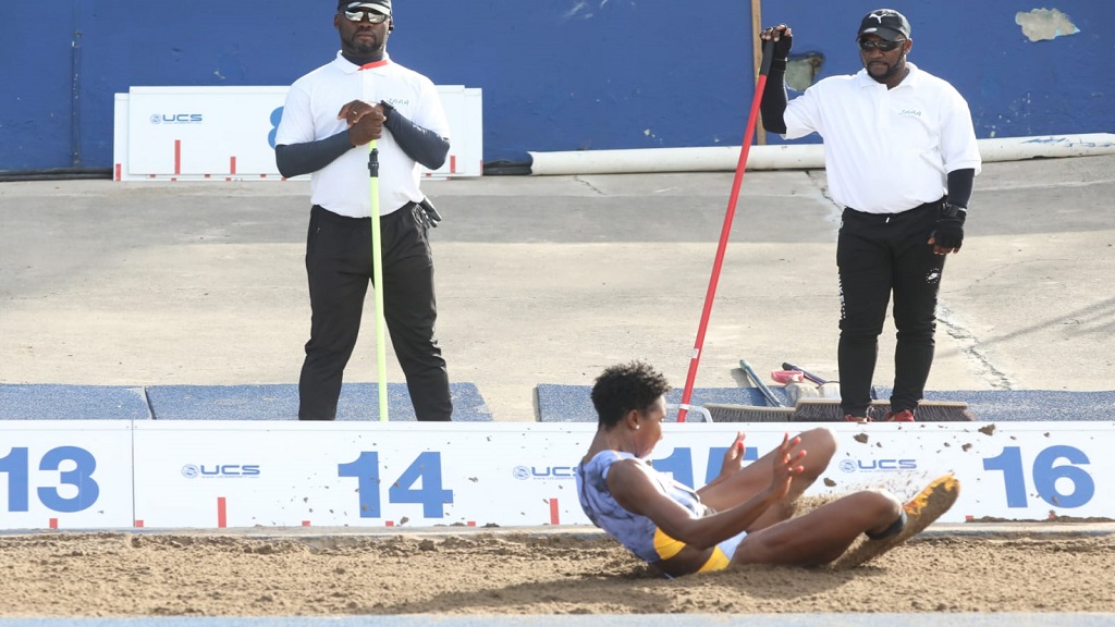 Shanieka Ricketts competes in the women's triple jump final on day three of the National Senior and Junior Championships at the National Stadium on Saturday, July 8, 2023. (PHOTO: Marlon Reid).