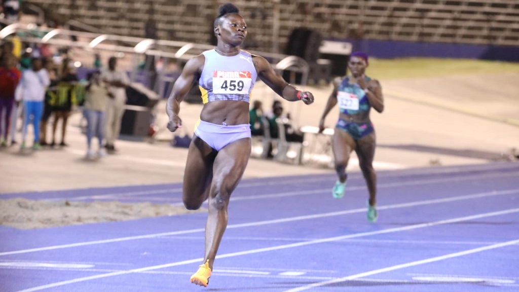Shericka Jackson from MVP Track Club wins the women's 200m at the National Senior and Junior Championships at the National Stadium on Sunday, July 9, 2023. (PHOTO: Marlon Reid).