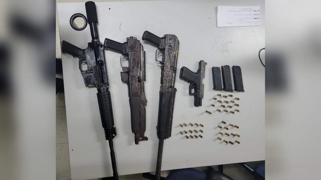 Firearms, including three rifles, seized in Salt Spring, St James on Thursday.