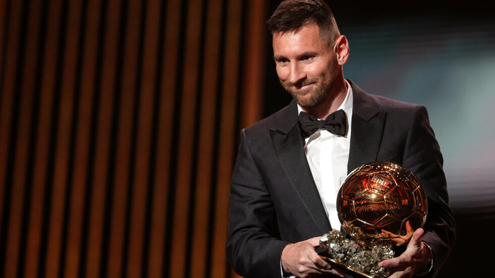 Argentina's Lionel Messi winner of the Ballon d'Or during the trophy presentation ceremony at the Théâtre du Châtelet on October 30, 2023 in Paris AFP