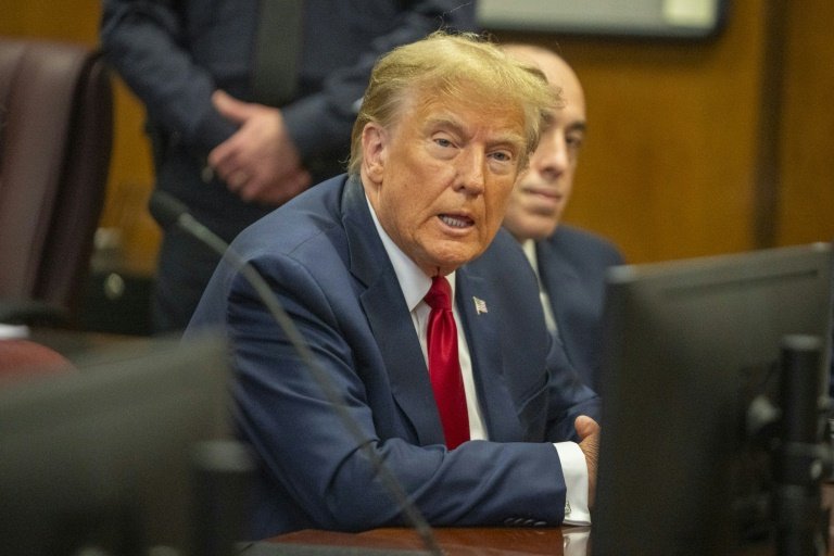 Former US President Donald Trump in court in New York, February 15, 2024 STEVEN HIRSCH / POOL/AFP 