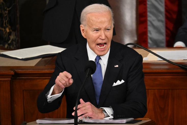 US President Joe Biden during his State of the Union address on March 7, 2024 in Washington MANDEL NGAN / AFP  