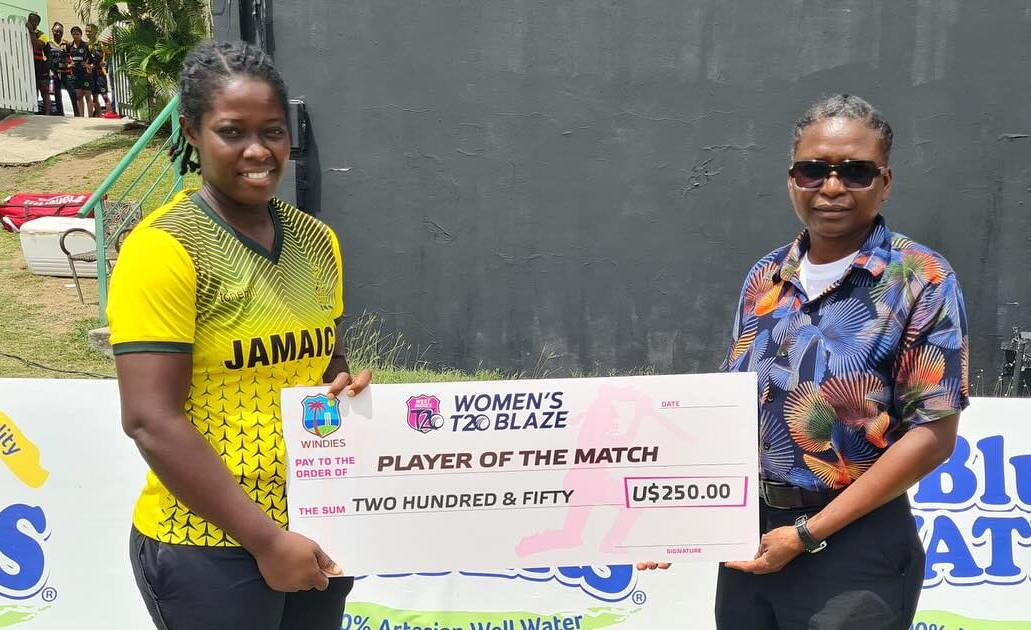 Jamaica's Natasha McLean (left) was named Player of the Match in their eight-wicket win over Trinidad and Tobago on Saturday. (Photo credit - CWI media)