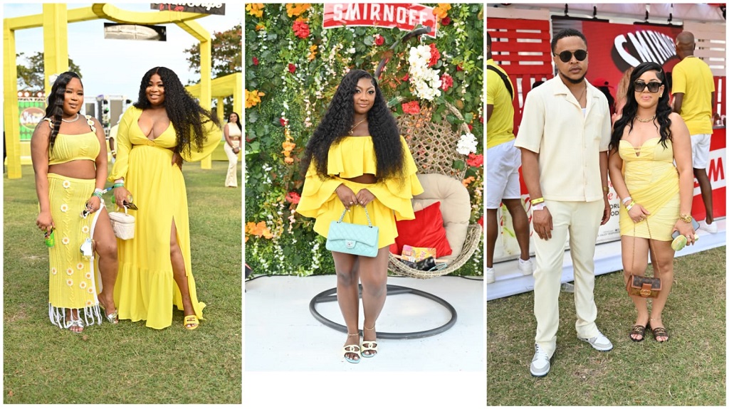 Yellow is the brand-new black! In this combination image, Anna Langley, Samantha Elvie, Teja Roberts and cousins O'Brien Brown and Krystle Pottinger took the spotlight in their fashionable yellow attire at The Lawn on Good Friday.