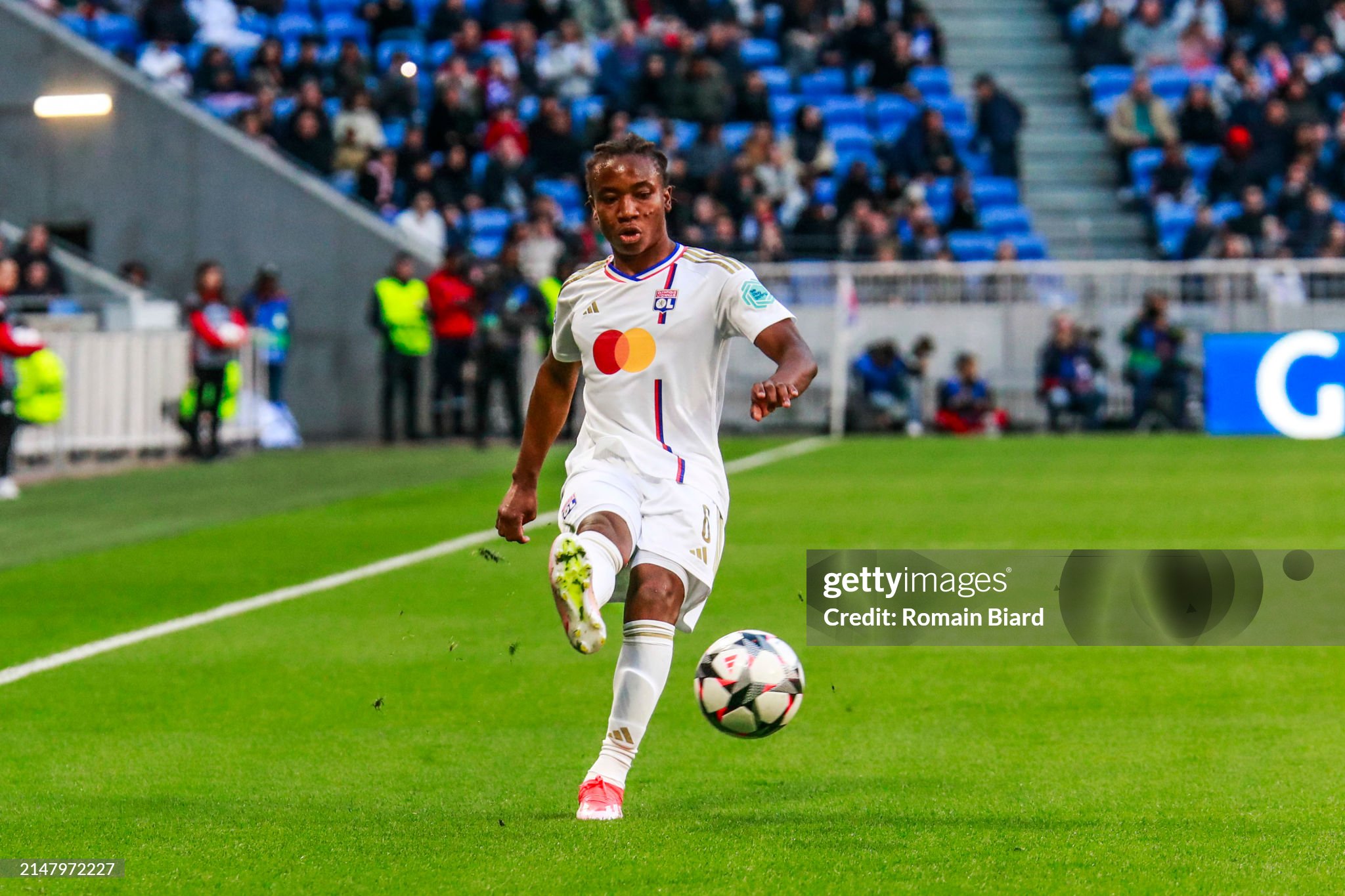 Melchie DUMORNAY of Lyon during the UEFA Women's Champions League Semi-finals match between Lyon v PSG at Groupama Stadium on April 20, 2024 in Lyon, France.(Photo by Romain Biard/Icon Sport via Getty Images)  