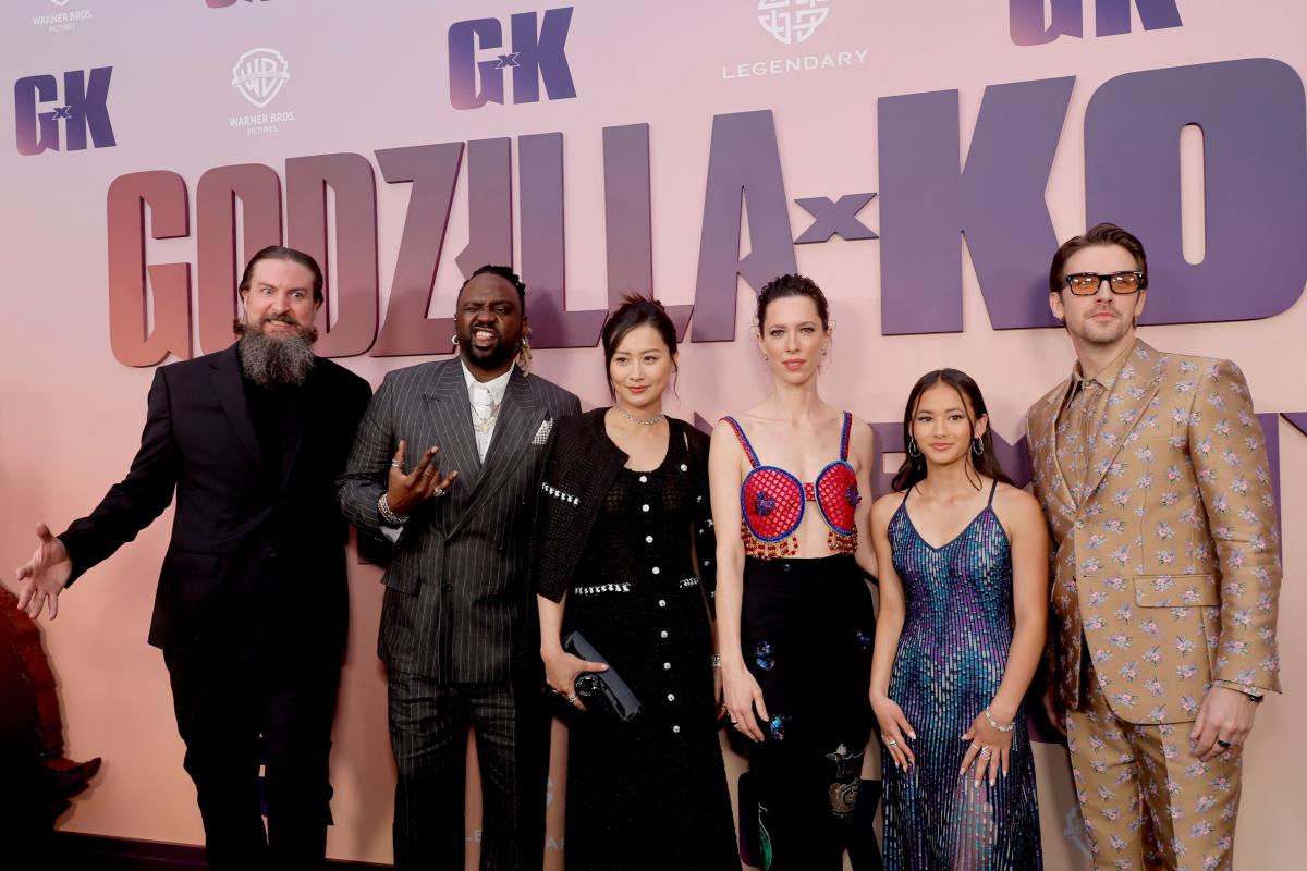 Director Adam Wingard, and actors Brian Tyree Henry, Fala Chen, Rebecca Hall, Kaylee Hottle and Dan Stevens at the premiere of the film 