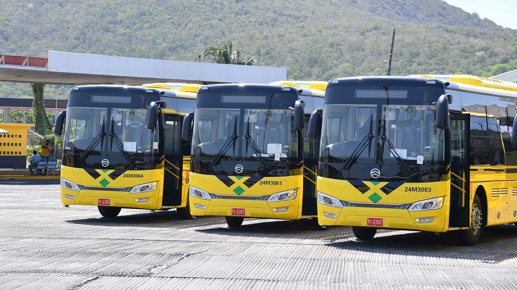 Three of the 12 buses that arrived on the island on April 10 to be incorporated in the Jamaica Urban Transit Company (JUTC) fleet that operates from the Portmore Depot in St Catherine.