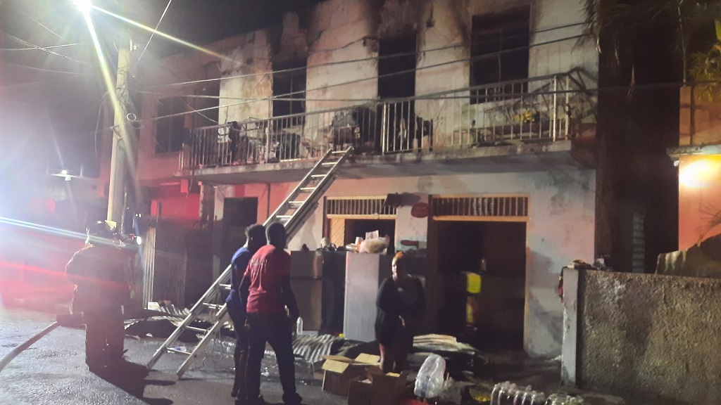 The building that was gutted by fire on Barnett Lane in Montego Bay, St James on Monday night.