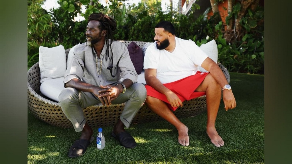 Buju Banton (left) and DJ Khaled at the latter's home in Miami, Florida, United States. 