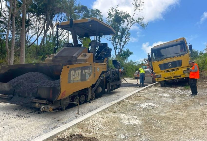Paving is being carried out at White Hill, St. Andrew. (Photo credit: Ministry of Transport and Works)