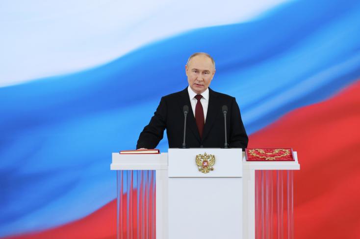 Russian President Vladimir Putin during his inauguration on May 7, 2024 at the Kremlin in Moscow ALEXANDER KAZAKOV / POOL/AFP  