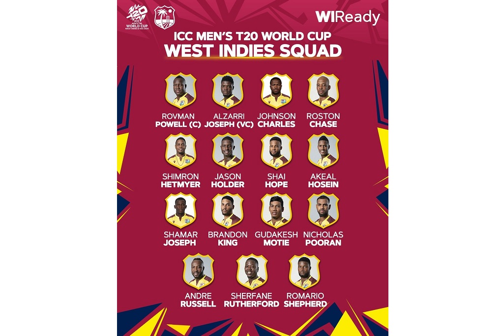 West Indies team for the ICC T20 Cricket World Cup (Photo credit: Windiescricket.com)