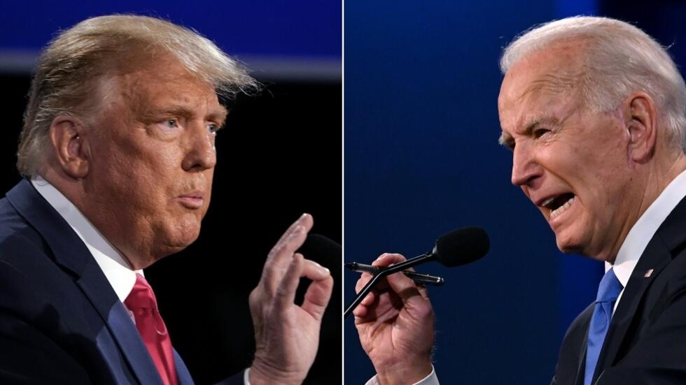 Photo combination created on October 22, 2020: Former US President Donald Trump (L) and current US President Joe Biden during the final presidential debate in Nashville, USA on October 22, 2020 BRENDAN SMIALOWSKI, JIM WATSON / AFP/ARCHIVES 