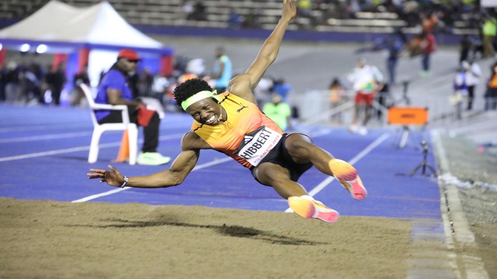 Jaydon Hibbert, the triple jump sensation from Jamaica, competes in the men's triple jump during the Racers Grand Prix at the National Stadium on Saturday, June 1, 2024. (PHOTO: Marlon Reid).
