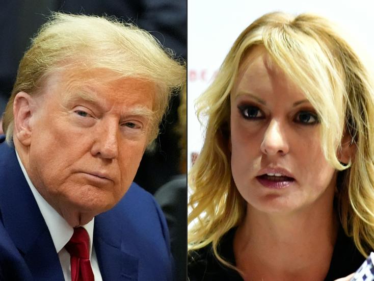 (COMBO created on April 12, 2024) Donald Trump in New York on March 25, 2024 and Stormy Daniels on October 12, 2018 in Berlin POOL/AFP/Archives Mary Altaffer, Tobias SCHWARZ 