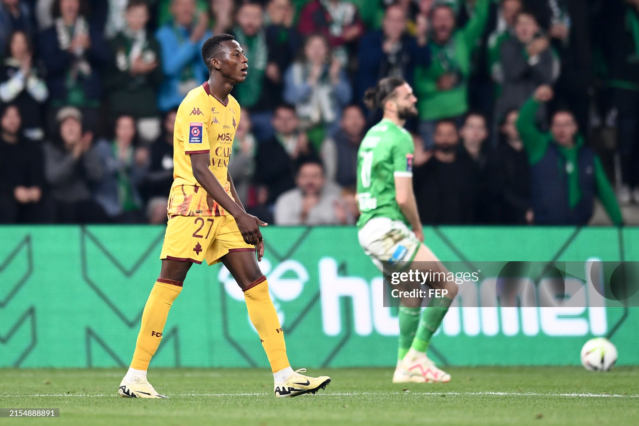 27 Danley JEAN JACQUES (fcm) during the Ligue 1 Uber Eats Playoffs first leg match between Saint-Etienne and Metz at Stade Geoffroy-Guichard on May 30, 2024 in Saint-Etienne, France.(Photo by Philippe Lecoeur/FEP/Icon Sport via Getty Images) 