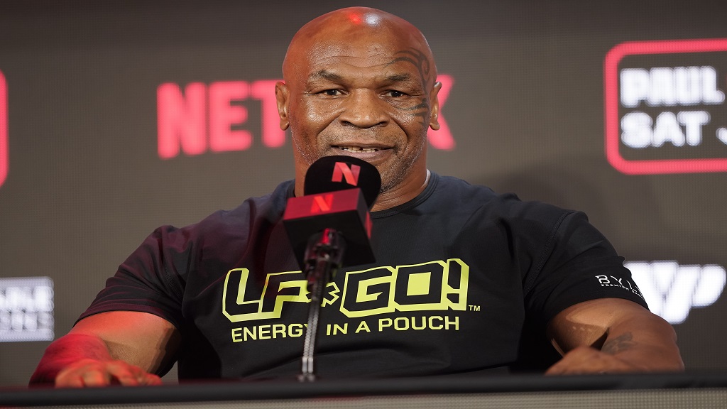 Mike Tyson speaks during a news conference promoting his upcoming boxing bout against Jake Paul. (AP Photo/Sam Hodde, File).