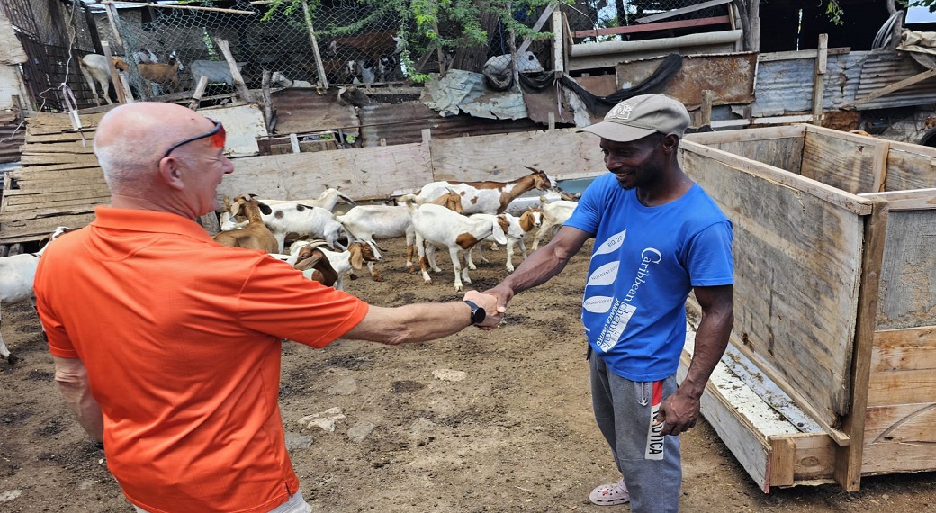 Top Stories Tamfitronics Lead researcher for the Mitigating Effects of Heat Stress in Caribbean Animal Production Project, Langston University in the United States (US), Dr Ryszard Puchala, greets St Thomas farmer,  Sheldon Brown. The goat farmer is among nine small ruminant farmers across the country who are benefiting from the project, which is being facilitated through partnership with the Rural Agricultural Development Authority (RADA).