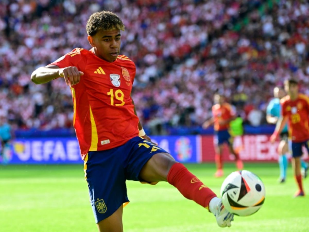 Spanish nugget Lamine Yamal faces Croatia at the Euro, June 15, 2024 in Berlin JOHN MACDOUGALL / AFP  