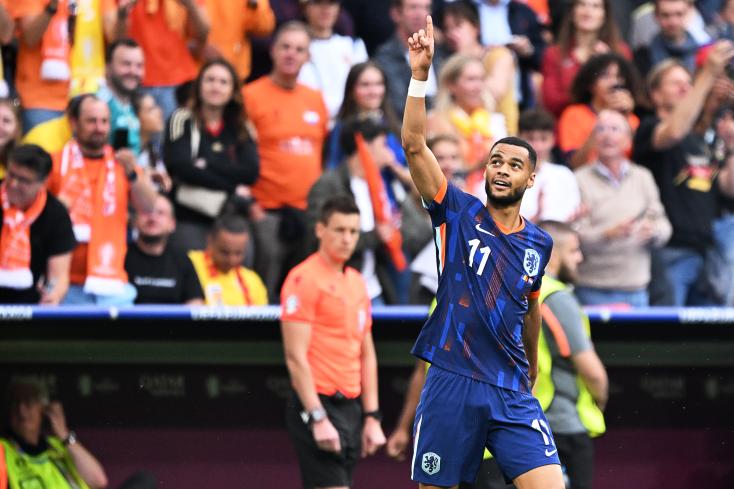 Dutch striker Cody Gakpo scored on Tuesday night against Romania in the Netherlands' victory in the round of 16 of the Euro in Germany KIRILL KUDRYAVTSEV / AFP 