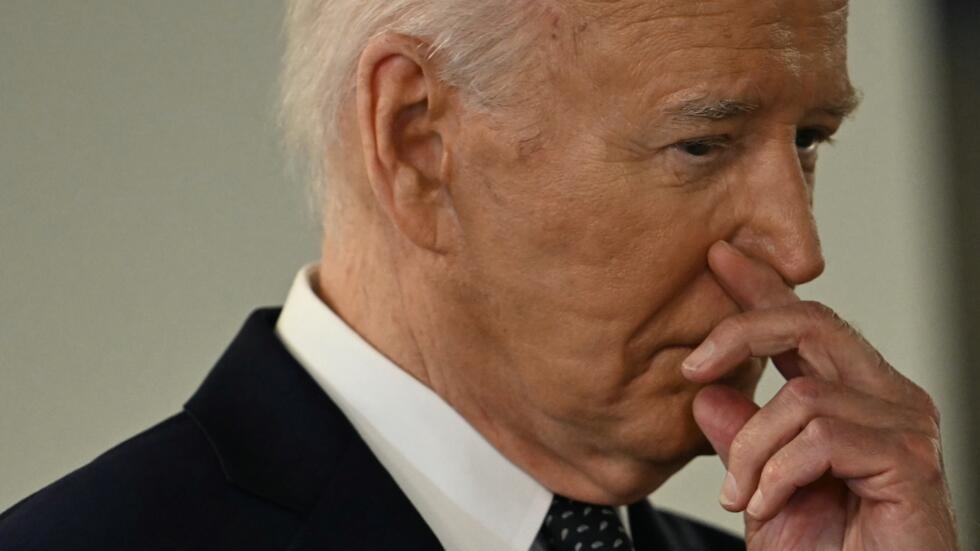 US President Joe Biden in Washington, July 2, 2024, during a meeting on the effects of climate change JIM WATSON / AFP 