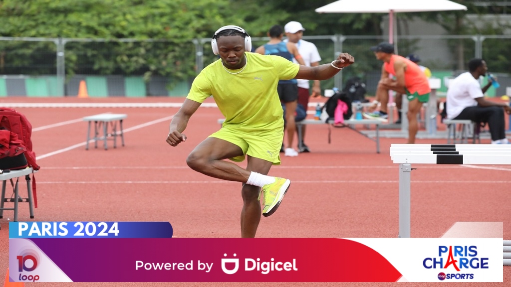 World under-20 triple jump champion Jaydon Hibbert during his training session at the Municipal Sports Center in Saint-Maurice, Paris, July 26, 2024. (PHOTO: Marlon Reid).
