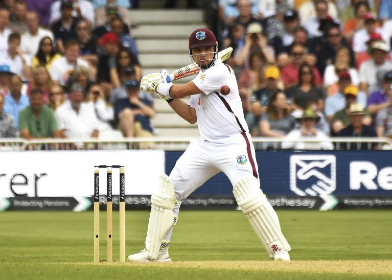 West Indies Joshua Da Silva plays a shot during day three of the second Test between England and West Indies at Trent Bridge cricket ground, Nottingham, England, Saturday, July 20, 2024. (AP Photo/Rui Vieira) 