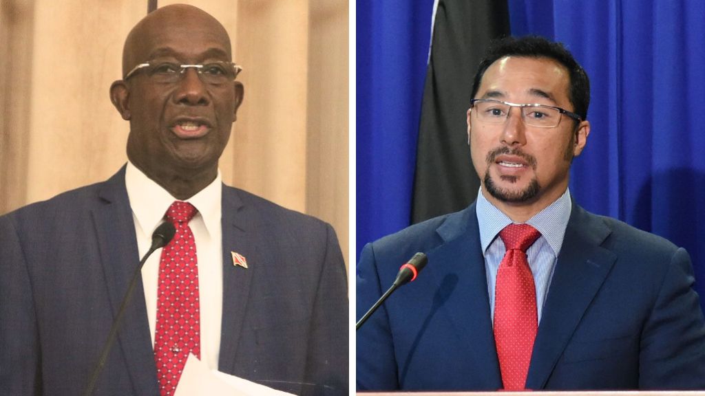 Trinidad and Tobago Prime Minister Keith Rowley (left) with Stuart Young (right), the current Minister of Energy chosen to succeed him.