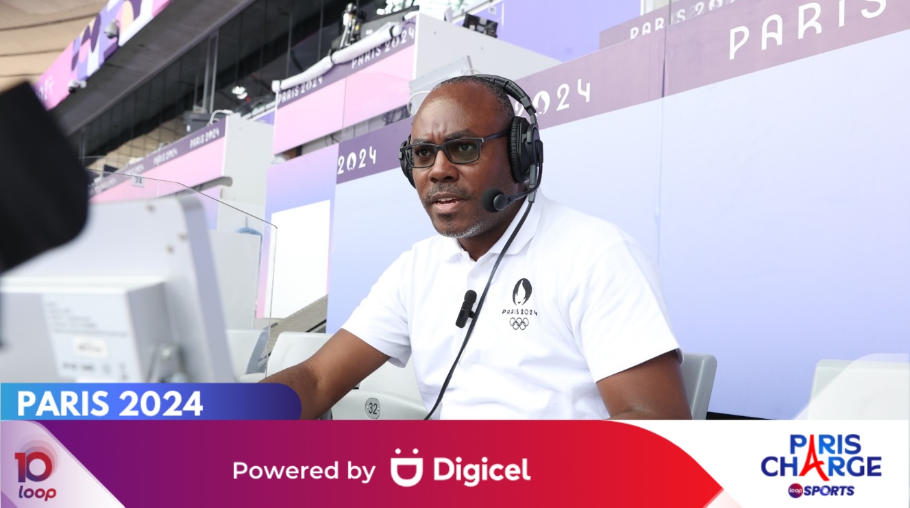 Jamaican track announcer Donald Smith at the Paris Olympics. (PHOTO: Marlon Reid). The embedded video was shot and edited by Marlon Reid.
